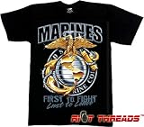 Black Ink - Marine Globe and Anchor T-Shirt, Black, Medium