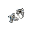 925 Silver & Blue Topaz Celtic Cross Ring with 18k Gold Accents- Sizes 6-8