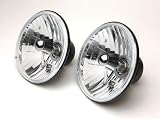 Rampage Products 5089925 Headlight Conversion Kit, (Pair), 7 Round Assemblies, H4 55/60W Bulbs, Cast Housing, Clear Glass Lens, Meets DOT/SAE.