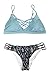 Cupshe Fashion Women's Sly Blue Lace Up Leopard Bottom Padding Bikini Set
