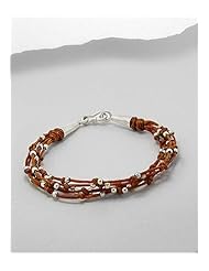 Brown Cotton Waxed Thread Bracelet In 92.5 97