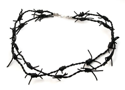 Double Barbed Wire Black Leather Necklace 16 Inches Desertcart INDIA