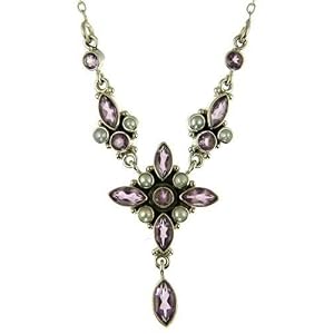 Silver Ladies Fancy Amethyst and Pearl Necklet
