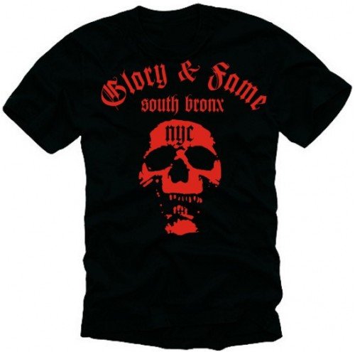 south bronx NYC t-shirt skull Deadhead schwarz/rot