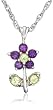 Sterling Silver Peridot and Amethyst Flower Pendant