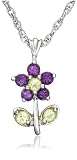 Sterling Silver Peridot and Amethyst Flower Pendant