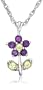 Sterling Silver Peridot and Amethyst Flower Pendant