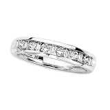 10K White Gold 1/2 ct. Round and Baguette Cut Diamond Wedding Band