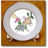 Three Butterflies Pointillism - 8 Inch Porcelain Plate