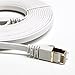 Tera Grand - 12FT - CAT7 10 Gigabit Ethernet Ultra Flat Patch Cable for Modem Router LAN Network, Gold Plated Shielded RJ45 Connectors, Faster Than CAT6a CAT6 CAT5e, White