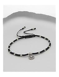 Cotton Waxed Thread Bracelet In Sterling Silver