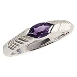 14K White Gold Marquise Shape Purple Amethyst Ring