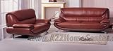 Contemporary Stunning Brown Leather Sofa Loveseat Living Room Set