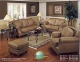 Leather Sofa And Loveseat Group With Nail Head Trim