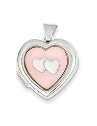 Sterling Silver with Pink Mother of Pearl Inlay Heart Locket