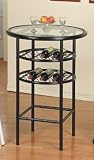 NEW GLASS TOP BAR TABLE W. 6 BOTTLE WINE RACK