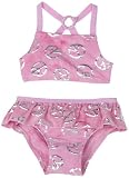 Flapdoodles 2 Piece Pink Swimsuit with Silver Foil Peace Sign, Light Pink, 12 Months