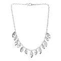 Sterling Silver Leaf Waterfall Necklace - Silver ( 20" )