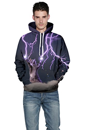 Aplus Style Unisex Thunder Cat 3d Digital Print Pullover Hoodie Sweatshirt