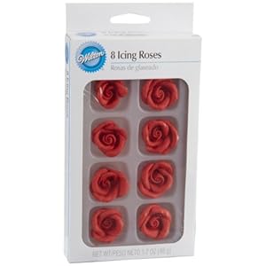 Wilton 8-Pack Pre-made Royal Icing Rose Red
