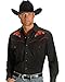 Ely Cattleman Men's Embroidered Rose Design Western Shirt - 15203901-88Blk