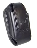Premium Executive Black Vertical Leather Carrying Case Pouch for Sony Ericsson W760 / Motorola VU30, K1M K1 KRZR, W385, Z6M, Z6TV, Z3 RIZR / Blackberry 8220 Pearl Flip, 8100 Pearl, 8130, 8120, 8110 / Samsung R210 SPEX / Nokia 2135, 3555 / EZ Comp J88