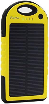 Patrabeauty® Solar Panel Charger 5000mah Rain-resistant and Dirt/shockproof Dual USB Port Portable Charger Backup External Battery Power Pack for Iphone 5s 5c 5 4s 4, Ipods(apple Adapters Not Included), Samsung Galaxy S5 S4, S3, S2, Note 3, Note 2, Most Kinds of Android Smart Phones,windows Phone and More Other Devices (Yellow)