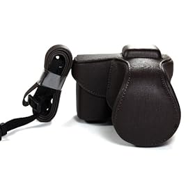 Bluecell Dark Brown color leather classic DC digital camera protection case/bag/cover for Sony Nex 5 Nex5 with 18-55mm Lens Camera,flash and Bluecell Cable Tie