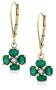 14k Yellow Gold Diamond and Emerald Floral Dangle Leverback Earrings