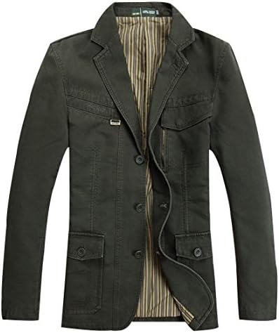 Chalmart Men's Open Back New Casual Thiken Plus Size Blazer Coat Army 56