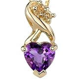 Captivating and Radiant 0.79 cts Heart Shape Amethyst Diamond Pendant 14Kt Yellow Gold