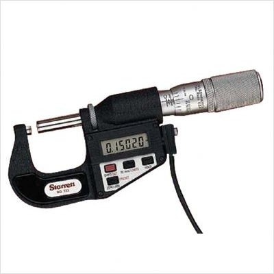 Starrett 733XFLZ-2 LCD Electronic Outside Micrometer With Output And Standard Friction Thimble 000005 Graduation 1 - 2 Range