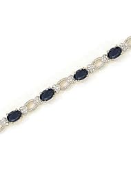 14kt Yellow Gold Oval Blue Sapphire and Diamond Bracelet