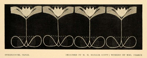 1903 Print Over Mantel Panel Design Flower Art Nouveau - Original Halftone Print