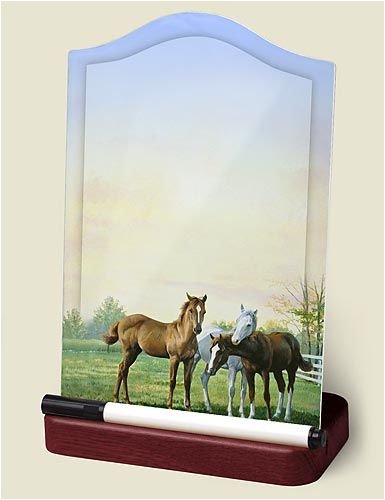 Memo Board ~ Horse Yearlings ~ dry-erase glass board ~ with marker ~ code 692
