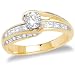 14k Yellow Gold Round Diamond Bypass Engagement Ring w/ Channel-Set Princess-Cut Diamonds (.36 ct center, 1 cttw, G-H Color, SI2-I1 Clarity)