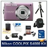 4153WmEFS%2BL. SL160  Nikon Coolpix S4000 Digital Camera , 3 High Resolution Touch Panel, Carrying Case, Lens Cleaner, Screen Protectors, Rechargeable Battery, 8 GB Memory Card, Card Reader, and Tripod