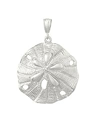 925 Solid Sterling Silver Nautical Necklace Charm Pendant, Small Beveled Sand Dollar T
