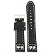 Genunie Leather Pilot Style Watch Band 22mm Black with White Stitching