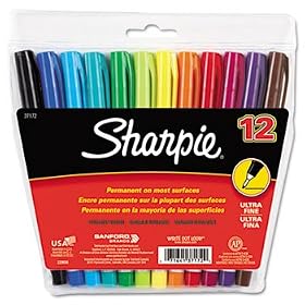 Permanent Marker, Ultra Fine Tip, Assorted, 12/Set SAN37172