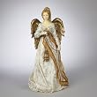14" Fabriche Ivory and Gold Christmas Angel Tree Topper