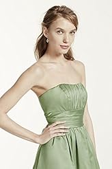 Strapless Short Ruched Chiffon/Cotton/Sateen Bridesmaid Dress 