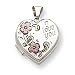 Sterling Silver Floral I Love You 18mm Heart Locket