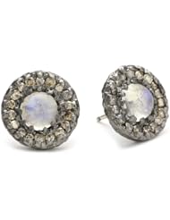 Dyanne Belle "Candy Earrings Collection" Sparkling Champagne with Moonstone and Pave Champagne Diamonds Stud Earrings