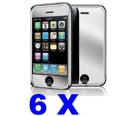 Six (6x) Reflective Mirror Screen Protector Covers w/ Cleaning Cloths for iPhone 3GS/3G