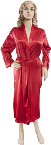 Aus Vio 100-Percent Silk Robe, Medium/Large, Red