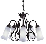 American Fluorescent PWYP513RECT Wyoming Cool River Rust Chandelier, 5-Light, Rust