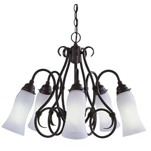 American Fluorescent PWYP513RECT Wyoming Cool River Rust Chandelier, 5-Light, Rust by American Fluorescent