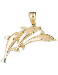 Dazzlers Solid 14 karats gold Dolphins Charm Pendant Available in three colors from jewelsberry (weights: 2.6 grams only)