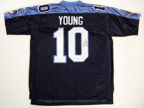 Vince Young Autographed Tennessee Titans Blue Jersey PSA COA